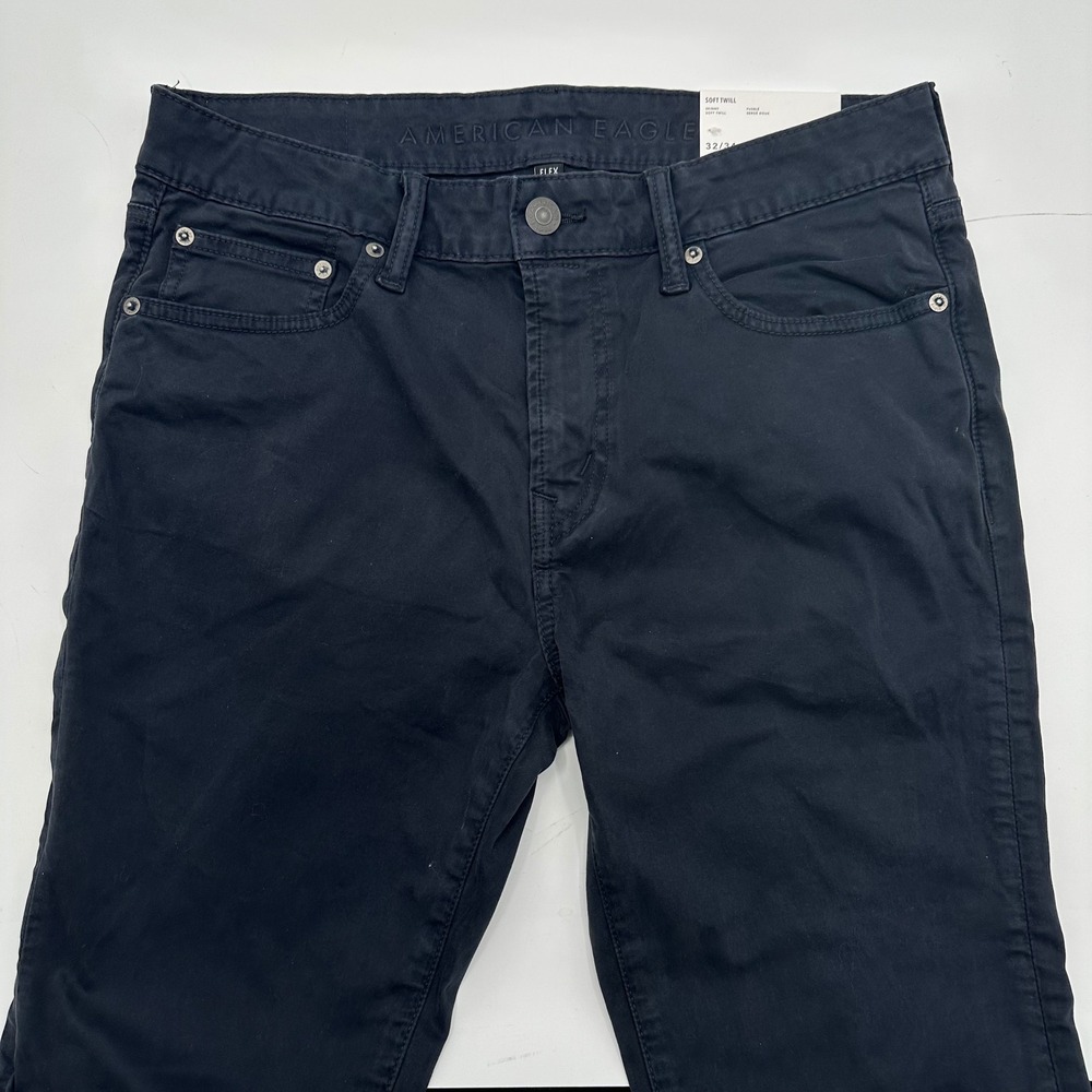American Eagle Soft Twill Skinny Flex Pants Mens 32x34 Navy Blue Chinos NWT New